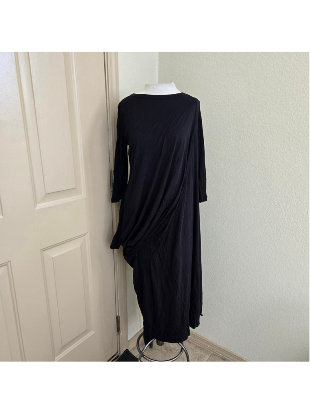 Rick Owens Lilies Asymmetrical Drapey Dress Black Size 10